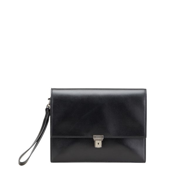 Saint Laurent clutch bag, second black leather, women's, SAINT LAURENT - Picture 1 of 13